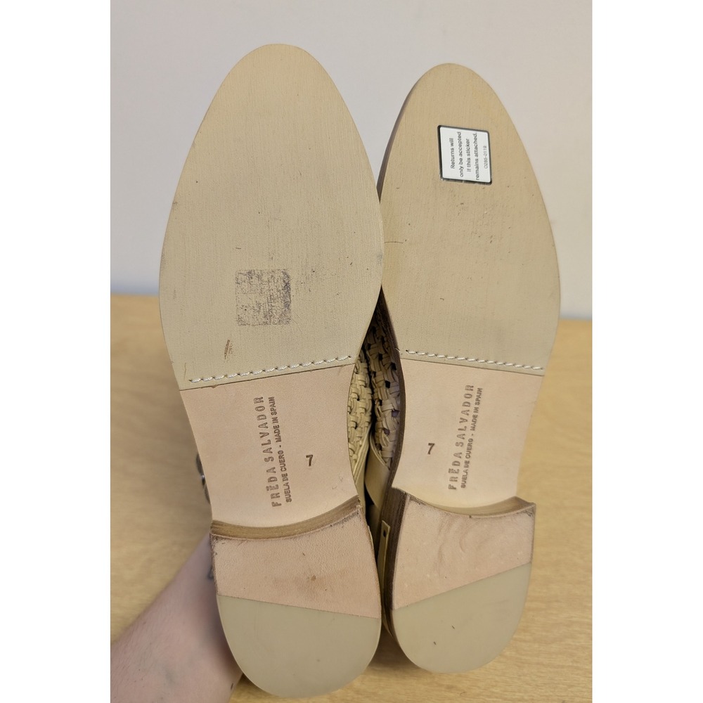 Freda Salvador Nude Spark Ankle Strap Booties Woven Leather Boho Chic 7 NWOB - Picture 11 of 11